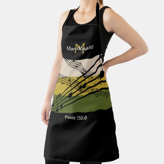 Tablier Notes musicales des nuances neutres | Monogramme p (Insitu)