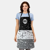 Tablier Notes musicales en gris noir blanc Apron (Porté)