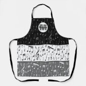 Tablier Notes musicales en gris noir blanc Apron (Recto)