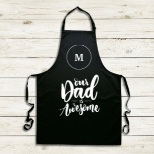 Tablier Notre père est génial Monogramme noir et blanc