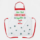 Tablier Notre premier Noël ensemble Snowflakes Couple (Recto)