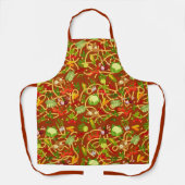 Tablier Nouilles et légumes colorés brun rouge (Recto)