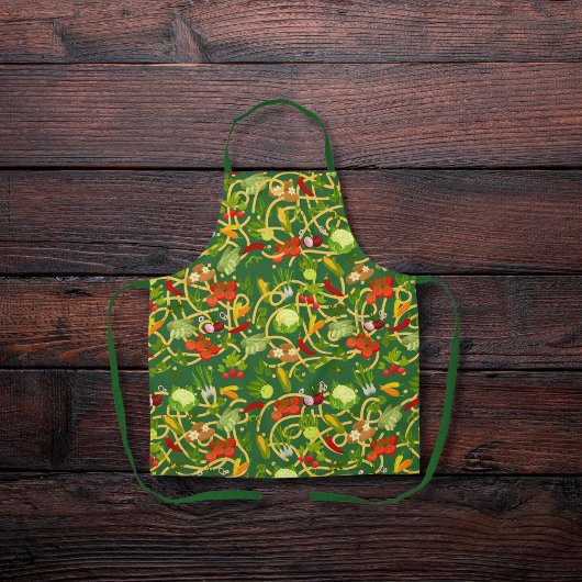 Tablier Nouilles et légumes colorés vert