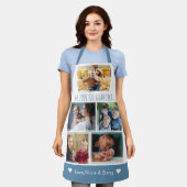 Tablier Nous Aimons Grand-Mère Petits-Enfants 5 Photo Bleu (Porté)