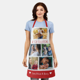 Tablier Nous aimons grand-mère petits-enfants 5 Photo Roug