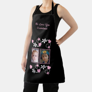 Tablier Nous vous aimons grand-mère 2 photo noir rose