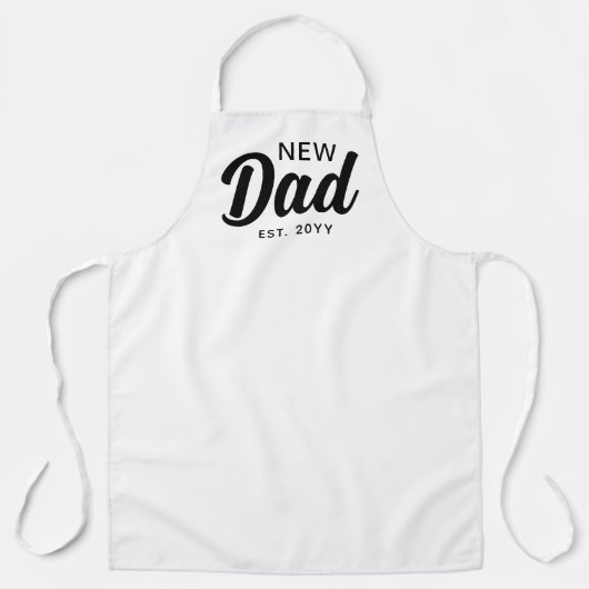 Tablier Nouveau papa 1ère fois Père blanc Script Custom Ch (Recto)