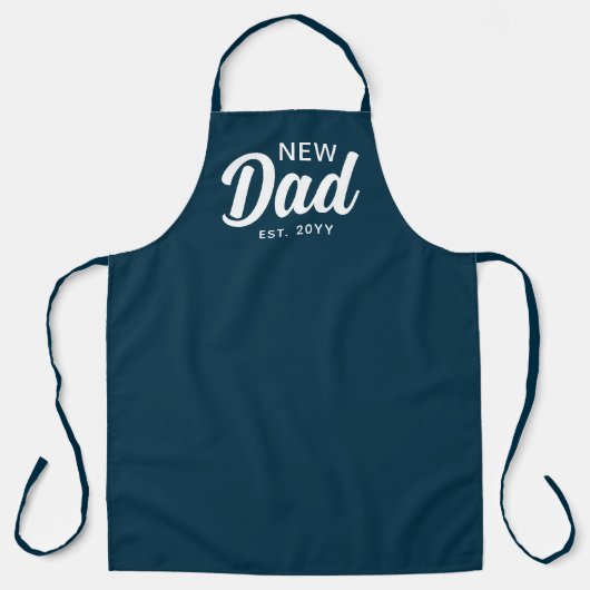 Tablier Nouveau Papa Marine Bleu Et Blanc Script Cuisinier (Recto)