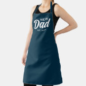 Tablier Nouveau Papa Marine Bleu Et Blanc Script Cuisinier (Insitu)