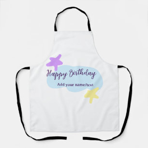 Tablier Nuages bleus pastel étoiles violet joyeux annivers