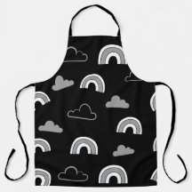 Nuages gris et arcs-en-ciel sur aire noire
