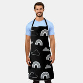 Tablier Nuages gris et arcs-en-ciel sur aire noire (Porté)