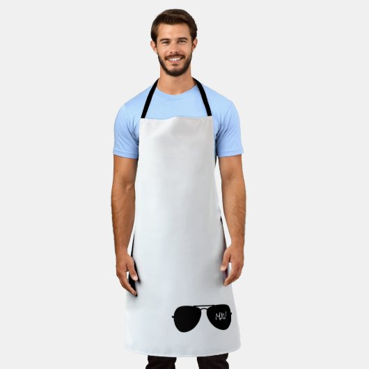 Tablier Nuances d'avion Black Custom Nom du pilote Lunette (Porté)