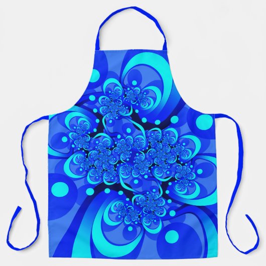 Tablier Nuances de bleu Art fractal abstrait moderne (Recto)