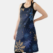 Tablier Nuit d'hiver : Blue Snowflake Motif. (Insitu)