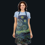 Tablier Nuit étoilée par van Gogh<br><div class="desc">Van Gogh était obsédé par le symbolisme des objets lumineux et de la couleur. La lampe était un symbole de calme et de sécurité. L'étoile symbolisait la foi, et la lumière, les réalités humaines. Le bleu ultramarin profond était infini, tandis que le rouge et le vert exprimaient &quot ; ces...</div>