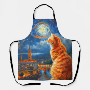 Tablier Nuit étoilée sur Florence Art du chat roux