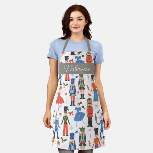 Tablier Nutcracker mignon Noël personnalisé (Porté)