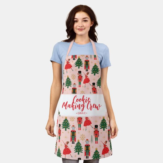 Tablier Nutcracker mignon Noël rose (Porté)