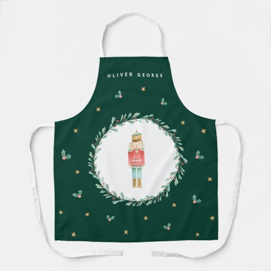 Tablier Nutcracker vert botanique joli Noël (Recto)