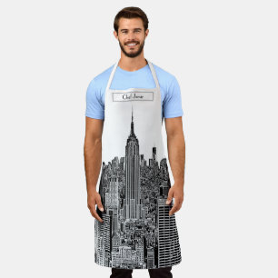 Tablier NYC Skyline ESB Top of the Rock Etched White BG