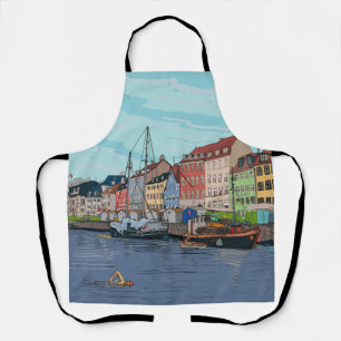 Tablier Nyhavn Copenhagen Danemark Illustration lunaire