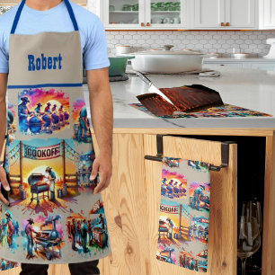 Tablier Occidental Cowboy BBQ Cookoff Scènes 1 Personnalis