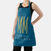 Tablier Ocean Blue Gold Monogramme Lettres initiales Nom (Insitu)