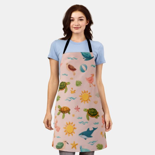 Tablier Ocean Blue Paradise All-Over Print Apron Gift (Porté)