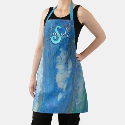 Tablier Ocean Stream Acrylique Fluid Art Apron (Insitu)