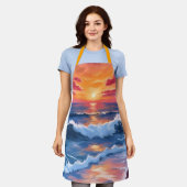 Tablier Ocean Sunset Beach Waves Aquarelle (Porté)