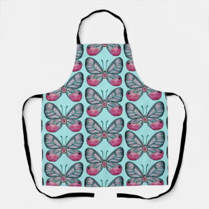 Tablier Octobre Turquoise Verre Papillon Motif Design