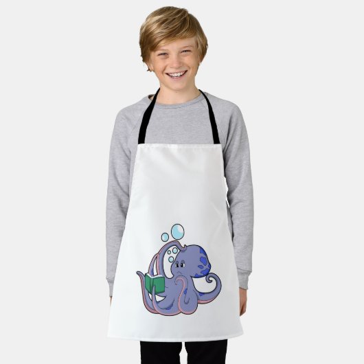 Tablier Octopus à la lecture avec livre (Porté)