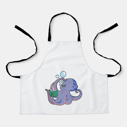 Tablier Octopus à la lecture avec livre (Recto)