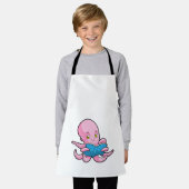 Tablier Octopus à la lecture d'un livre (Porté)