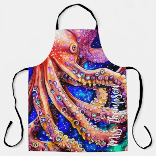 Tablier Octopus d'aquarelle personnalisable avec nom