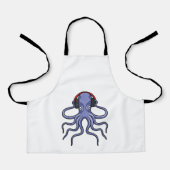 Tablier Octopus en musique avec casque (Recto)