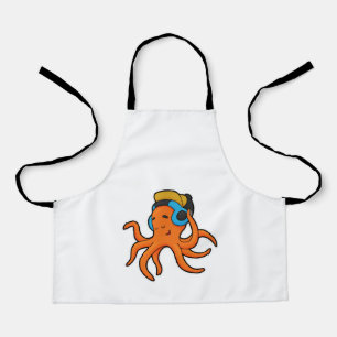 Tablier Octopus en musique avec casque