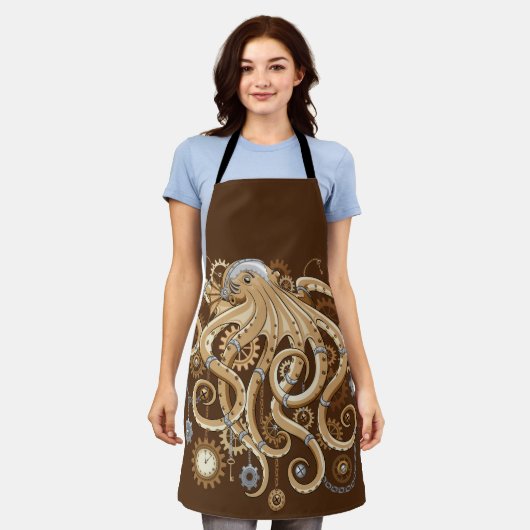 Tablier Octopus Steampunk Surreal Retro Style Machine (Porté)