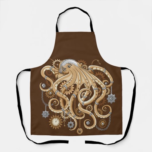 Tablier Octopus Steampunk Surreal Retro Style Machine (Recto)