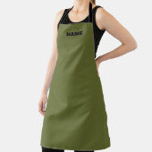 Tablier OD Green cooking apron with custom name (Insitu)