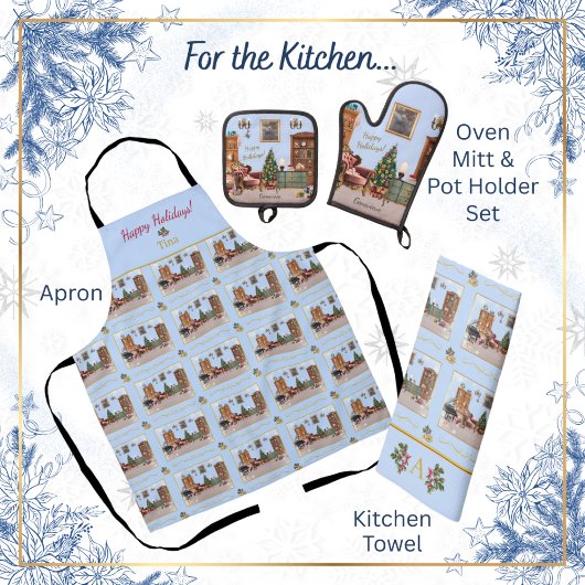 Tablier Ode to Nutcracker Blue Scene Blue Accent