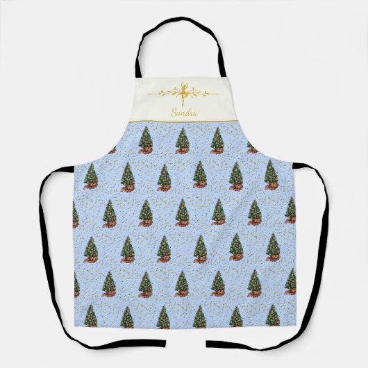 Tablier Ode to The Nutcracker Blue Tree Gold Accent (Recto)