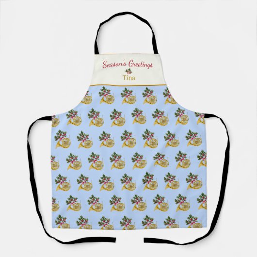 Tablier Ode to the Nutcracker French Horn Blue Apron (Recto)