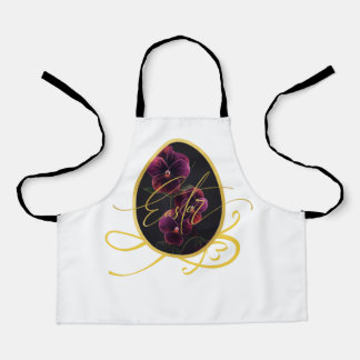 Tablier Œuf de Pâques doré et Iris élégant