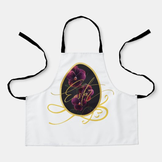 Tablier Œuf de Pâques doré et Iris élégant (Recto)