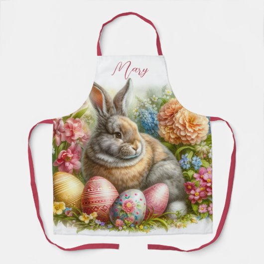 Tablier Œufs de Pâques et impression de lapin de fête sur (Recto)