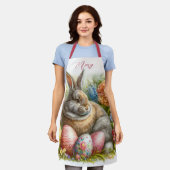 Tablier Oeufs de Pâques et lapin de vacances imprimés part (Porté)