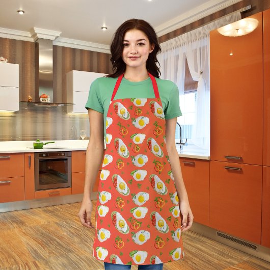 Tablier OEufs frits avec poivrons rouge-orange