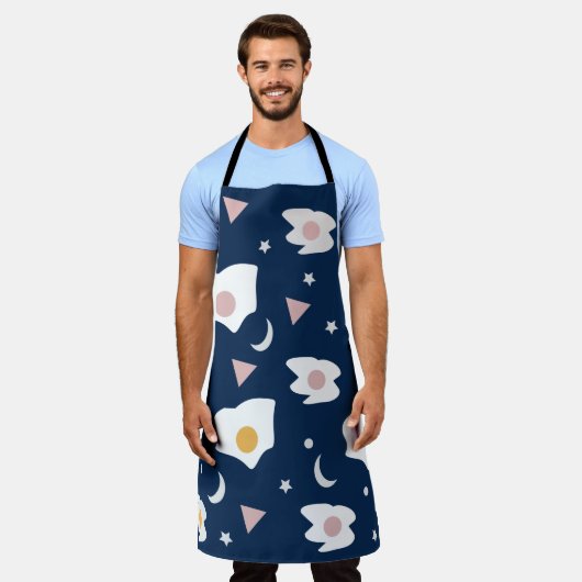 Tablier Oeufs Lune Étoiles Dîner Motif Apron (Porté)